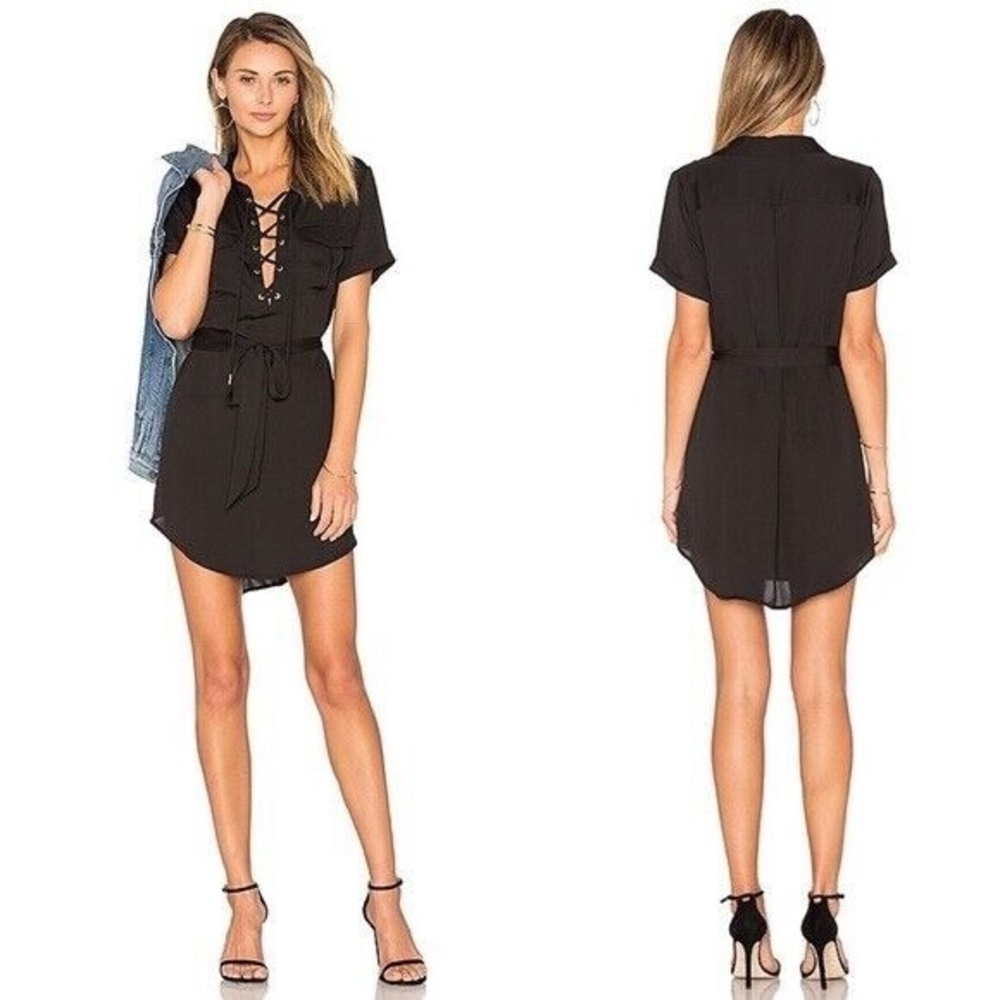 L’Academie laceup short sleeve shirt dress